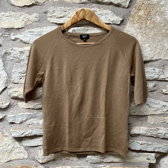 Philippe Adec Sweaters - Philippe Adec Women's V-Neck Sweater in Camel Brown